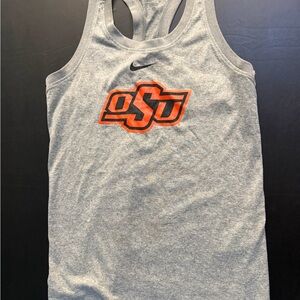Nike Heather Gray Tank Top with Bold Orange Logo
